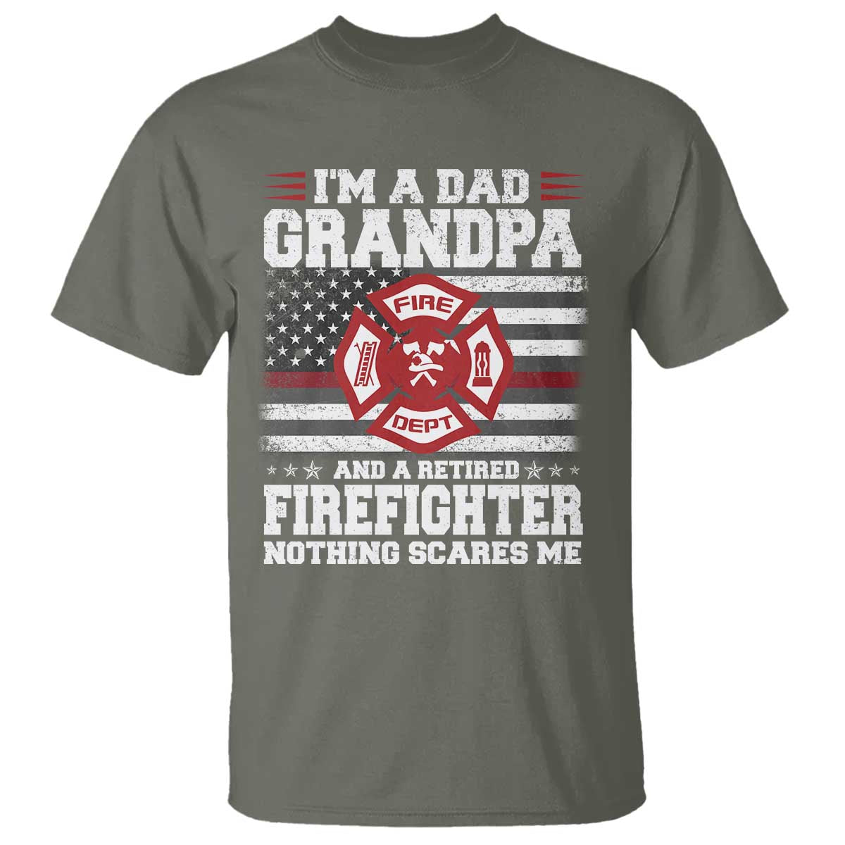 Retired Firefighter Grandpa T Shirt Retro American Flag - Wonder Print Shop