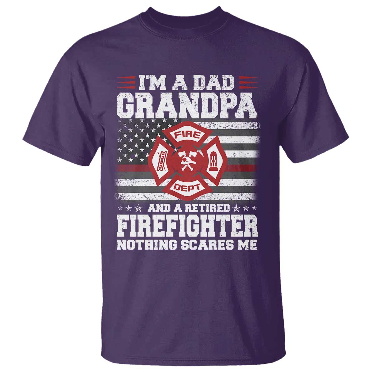 Retired Firefighter Grandpa T Shirt Retro American Flag - Wonder Print Shop