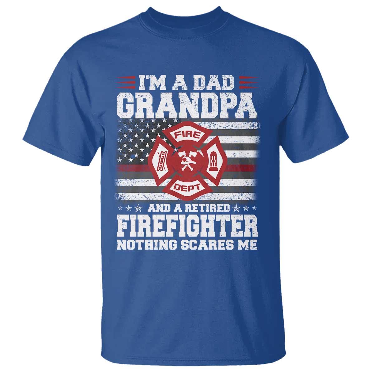 Retired Firefighter Grandpa T Shirt Retro American Flag - Wonder Print Shop