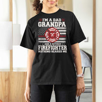Retired Firefighter Grandpa T Shirt For Women Retro American Flag - Wonder Print Shop