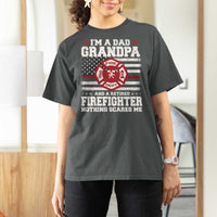 Retired Firefighter Grandpa T Shirt For Women Retro American Flag - Wonder Print Shop