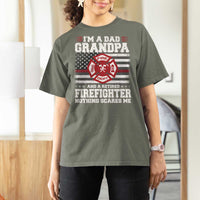 Retired Firefighter Grandpa T Shirt For Women Retro American Flag - Wonder Print Shop
