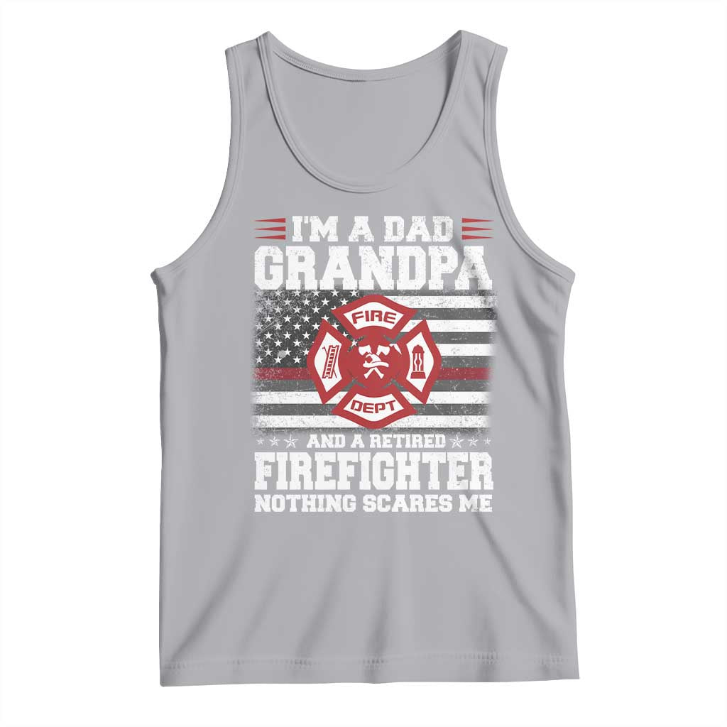Retired Firefighter Grandpa Tank Top Retro American Flag - Wonder Print Shop