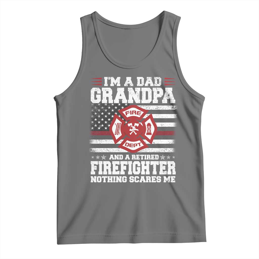 Retired Firefighter Grandpa Tank Top Retro American Flag - Wonder Print Shop