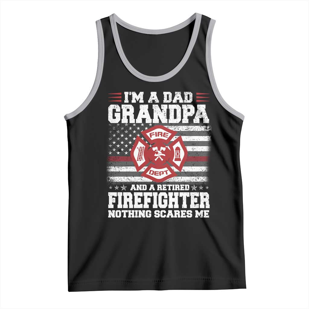 Retired Firefighter Grandpa Tank Top Retro American Flag - Wonder Print Shop