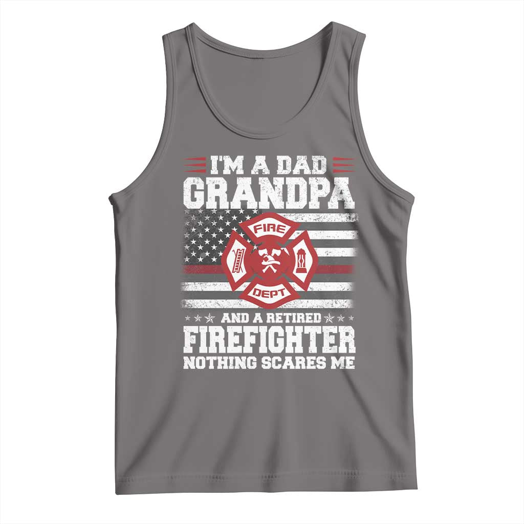 Retired Firefighter Grandpa Tank Top Retro American Flag - Wonder Print Shop