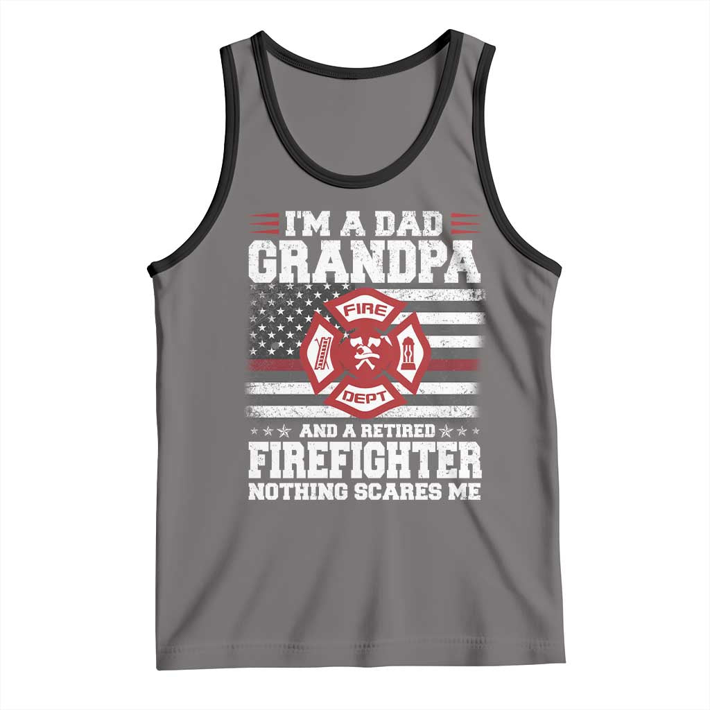 Retired Firefighter Grandpa Tank Top Retro American Flag - Wonder Print Shop