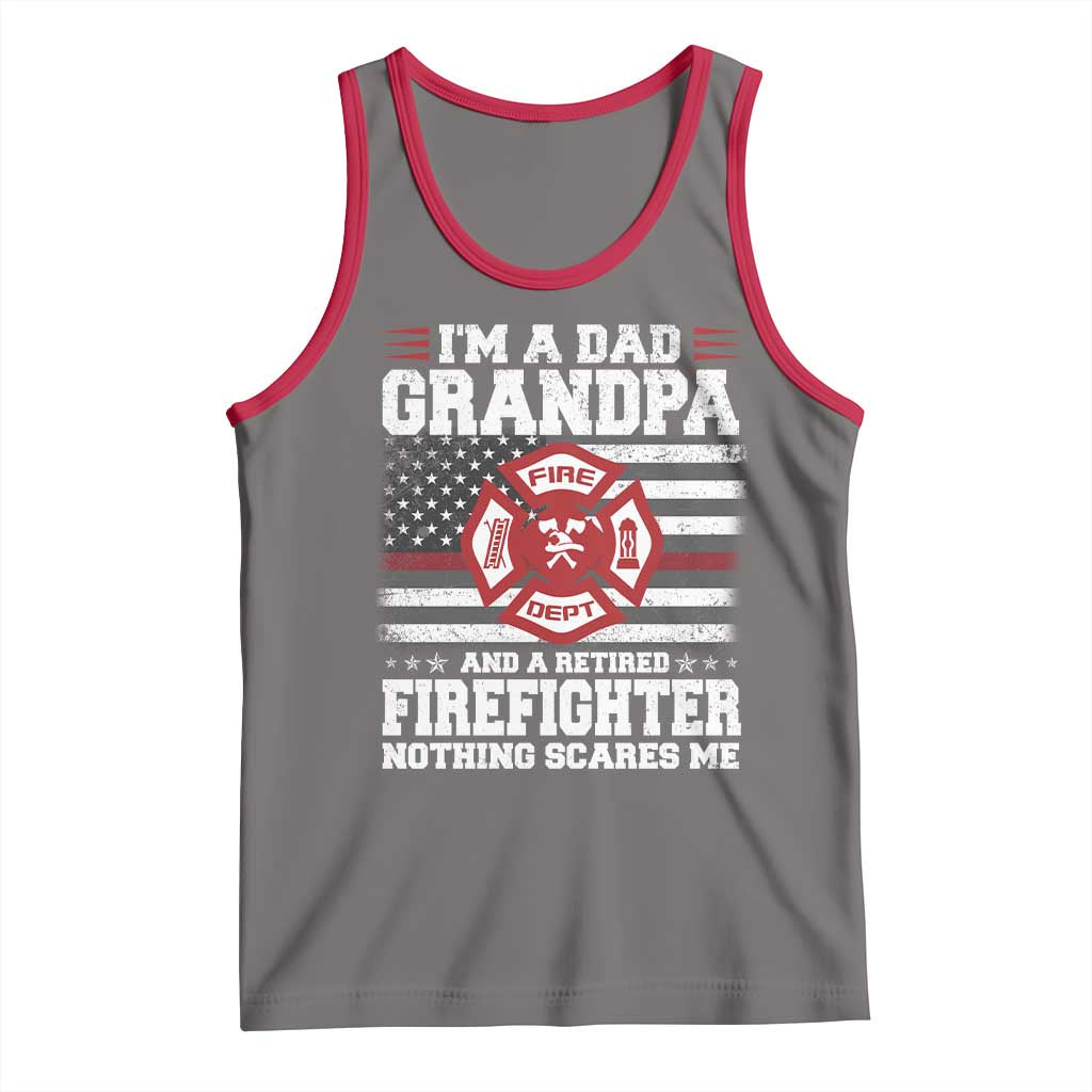 Retired Firefighter Grandpa Tank Top Retro American Flag - Wonder Print Shop