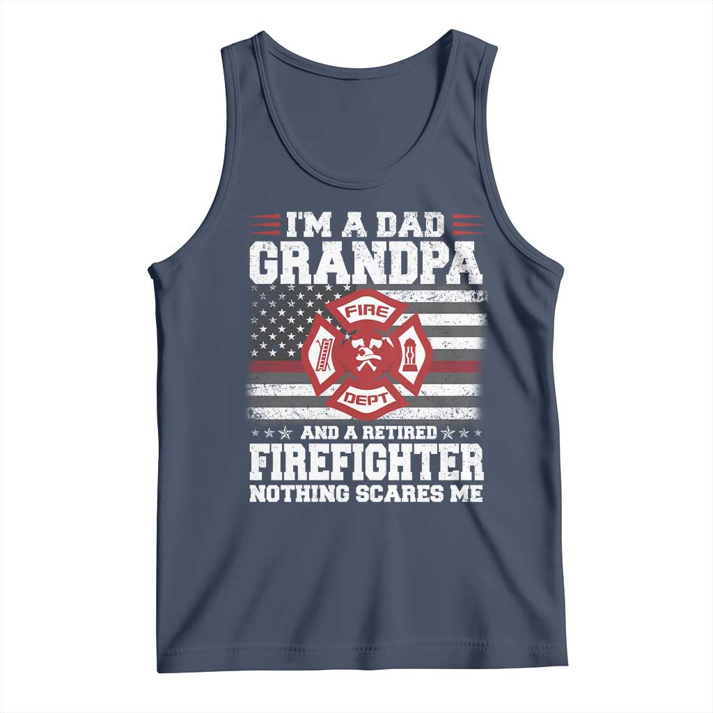 Retired Firefighter Grandpa Tank Top Retro American Flag - Wonder Print Shop