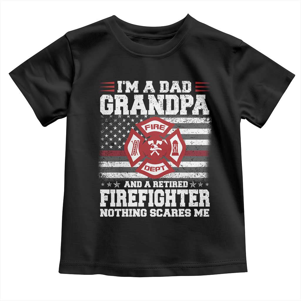 Retired Firefighter Grandpa Toddler T Shirt Retro American Flag - Wonder Print Shop