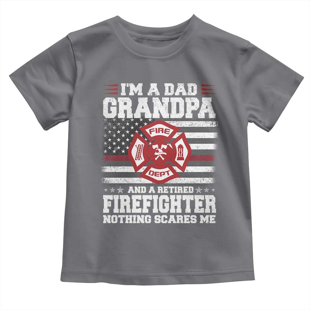 Retired Firefighter Grandpa Toddler T Shirt Retro American Flag - Wonder Print Shop
