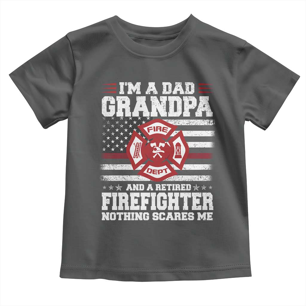Retired Firefighter Grandpa Toddler T Shirt Retro American Flag - Wonder Print Shop