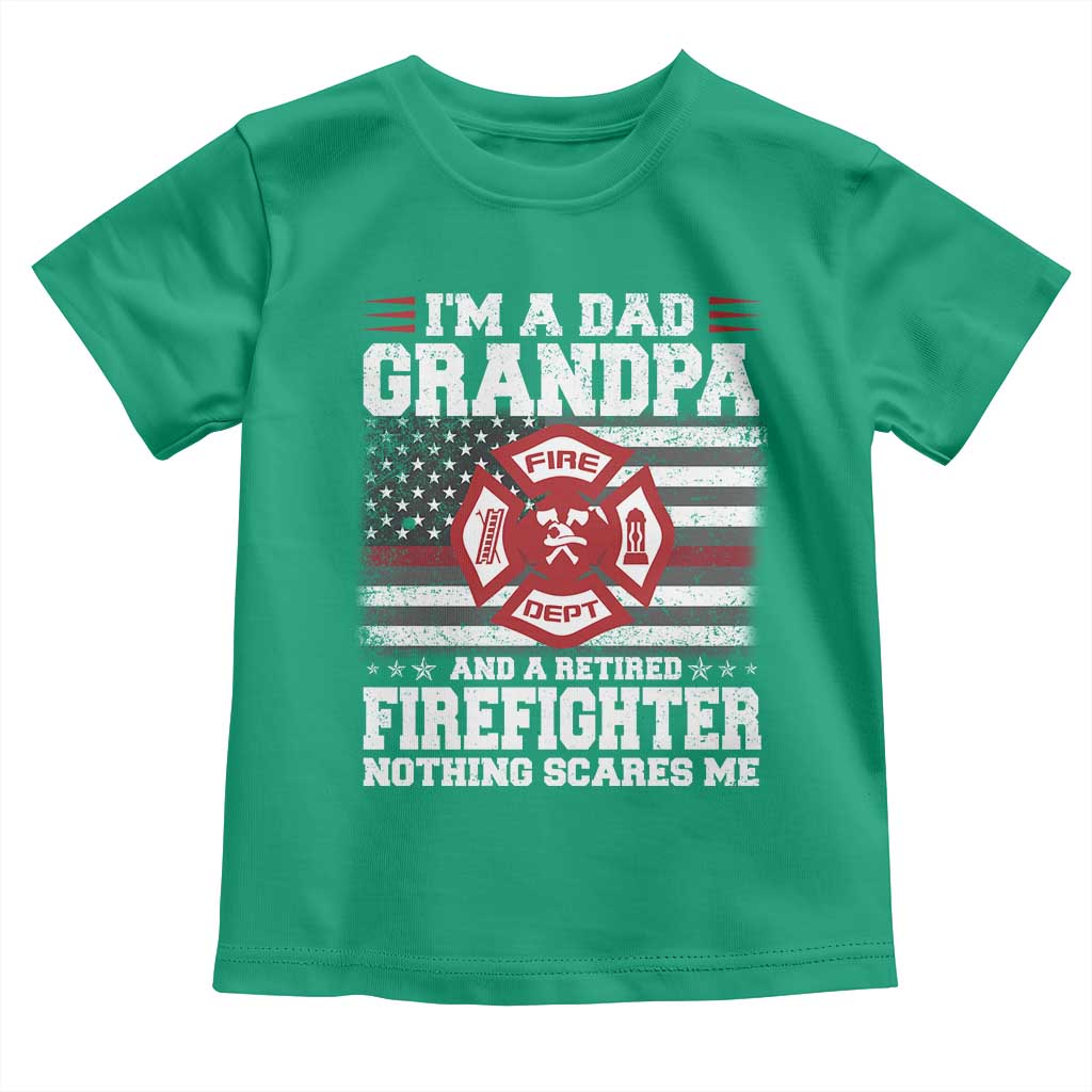Retired Firefighter Grandpa Toddler T Shirt Retro American Flag - Wonder Print Shop