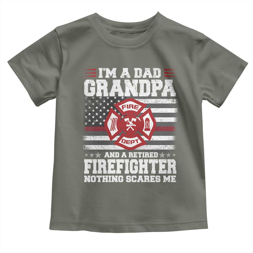 Retired Firefighter Grandpa Toddler T Shirt Retro American Flag - Wonder Print Shop