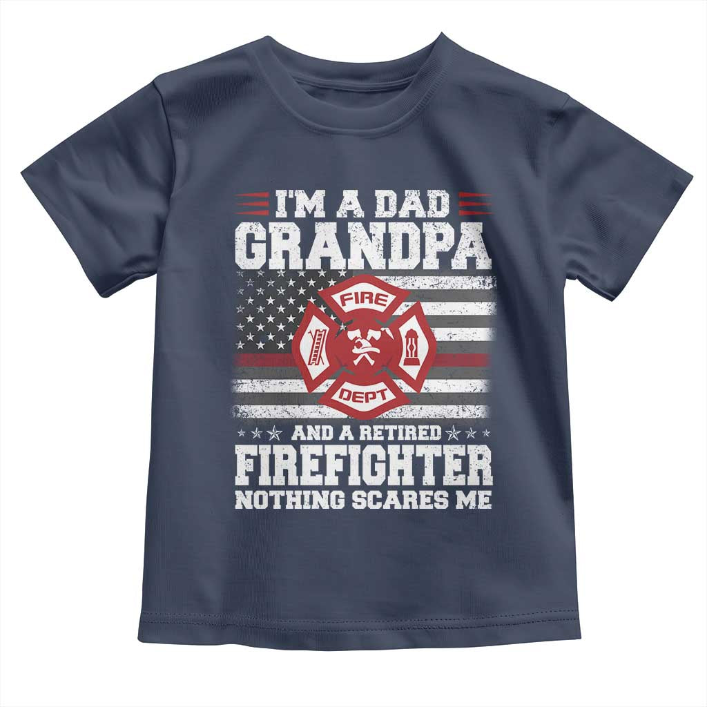 Retired Firefighter Grandpa Toddler T Shirt Retro American Flag - Wonder Print Shop