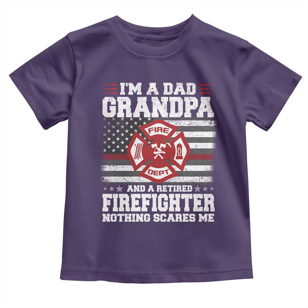 Retired Firefighter Grandpa Toddler T Shirt Retro American Flag - Wonder Print Shop