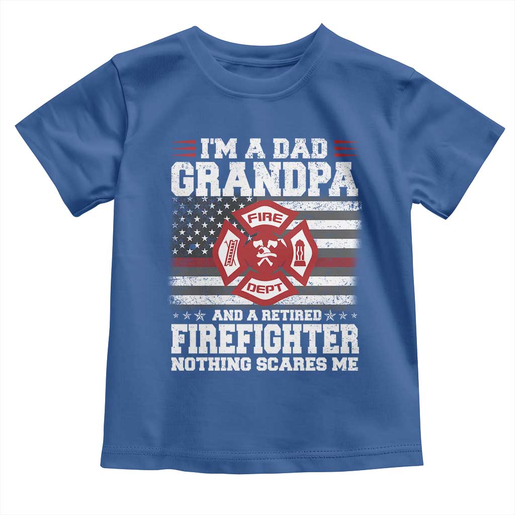 Retired Firefighter Grandpa Toddler T Shirt Retro American Flag - Wonder Print Shop