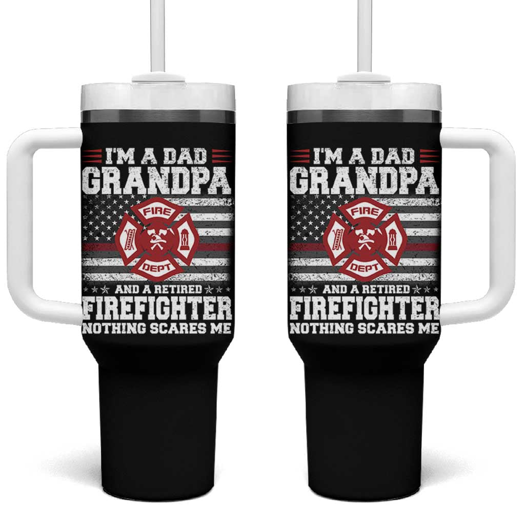 Retired Firefighter Grandpa Tumbler With Handle Retro American Flag - Wonder Print Shop