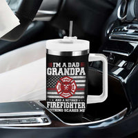 Retired Firefighter Grandpa Tumbler With Handle Retro American Flag - Wonder Print Shop