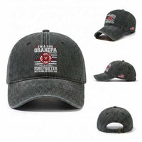 Retired Firefighter Grandpa Washed Cotton Baseball Cap Retro American Flag