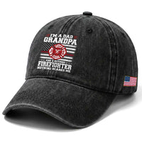 Retired Firefighter Grandpa Washed Cotton Baseball Cap Retro American Flag