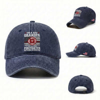 Retired Firefighter Grandpa Washed Cotton Baseball Cap Retro American Flag