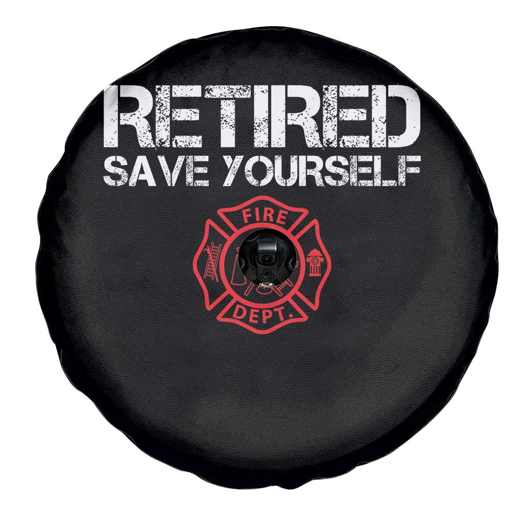 Retired Firefighter Spare Tire Cover Funny Retirement Gifts Save Yourself - Wonder Print Shop