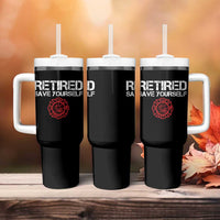 Retired Firefighter Tumbler With Handle Funny Retirement Gifts Save Yourself - Wonder Print Shop