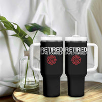 Retired Firefighter Tumbler With Handle Funny Retirement Gifts Save Yourself - Wonder Print Shop