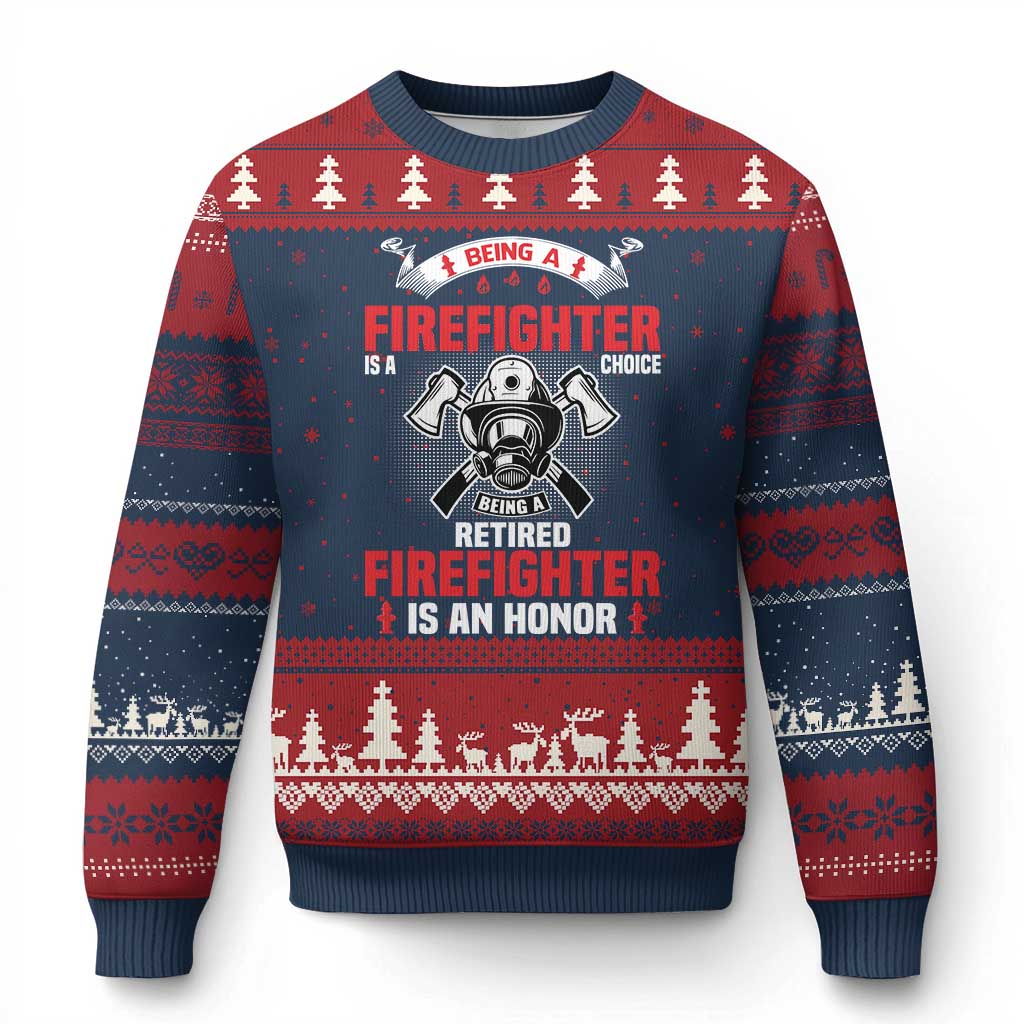 Retired Firefighter Ugly Christmas Sweater Is An Honor Funny Retirement Gifts - Wonder Print Shop