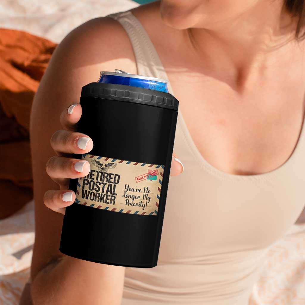 Retired Postal Worker 4 in 1 Can Cooler Tumbler No Longer My Priority Retirement Gifts - Wonder Print Shop