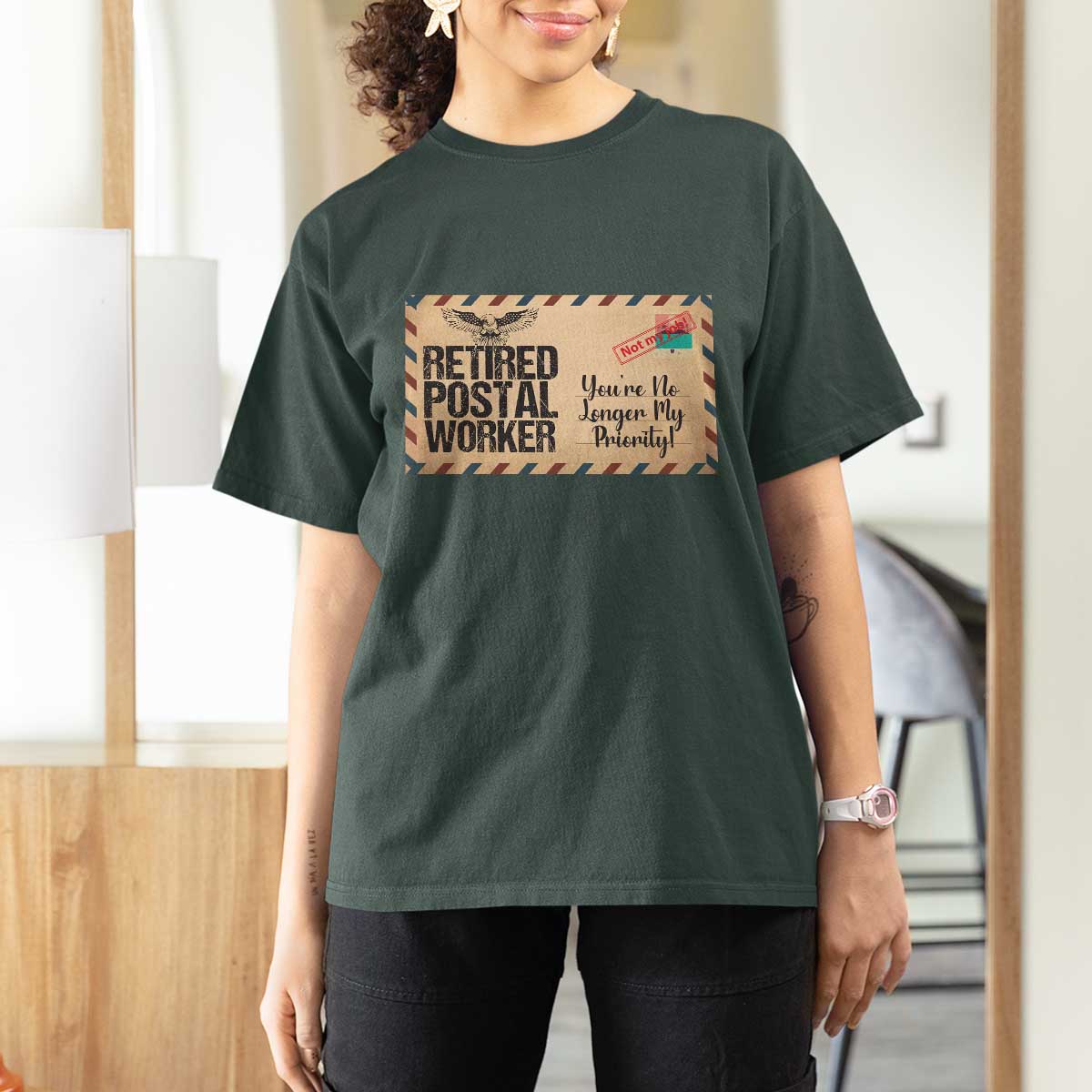 Retired Postal Worker T Shirt For Women No Longer My Priority Retirement Gifts - Wonder Print Shop