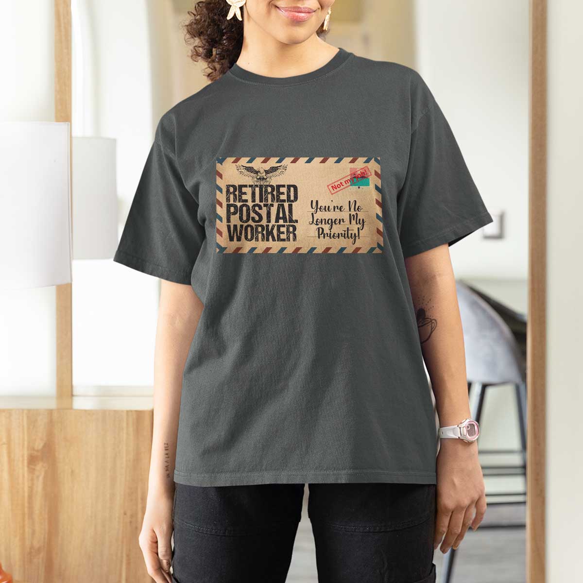 Retired Postal Worker T Shirt For Women No Longer My Priority Retirement Gifts - Wonder Print Shop