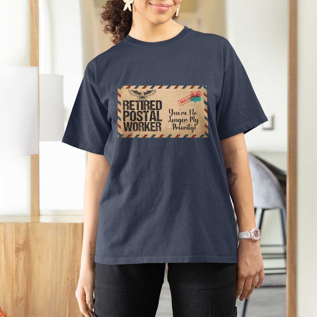 Retired Postal Worker T Shirt For Women No Longer My Priority Retirement Gifts - Wonder Print Shop