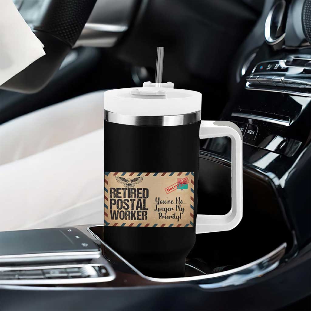 Retired Postal Worker Tumbler With Handle No Longer My Priority Retirement Gifts - Wonder Print Shop