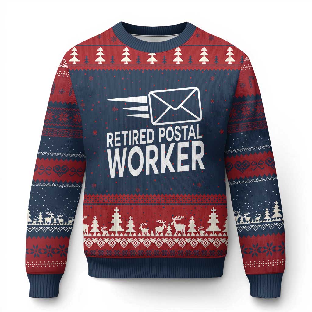 Retired Postal Worker Ugly Christmas Sweater Mailman Postman Retirement Gifts - Wonder Print Shop