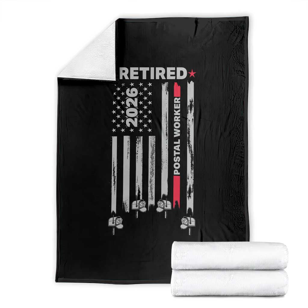 Retired Postal Worker 2026 Throw Blanket Retro US Flag Mailman Postman Retirement Gifts - Wonder Print Shop