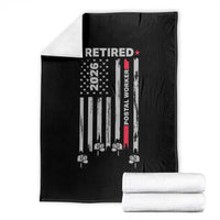 Retired Postal Worker 2026 Throw Blanket Retro US Flag Mailman Postman Retirement Gifts - Wonder Print Shop