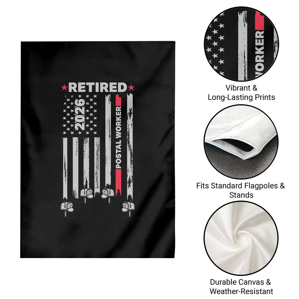 Retired Postal Worker 2026 Garden Flag Retro US Flag Mailman Postman Retirement Gifts - Wonder Print Shop