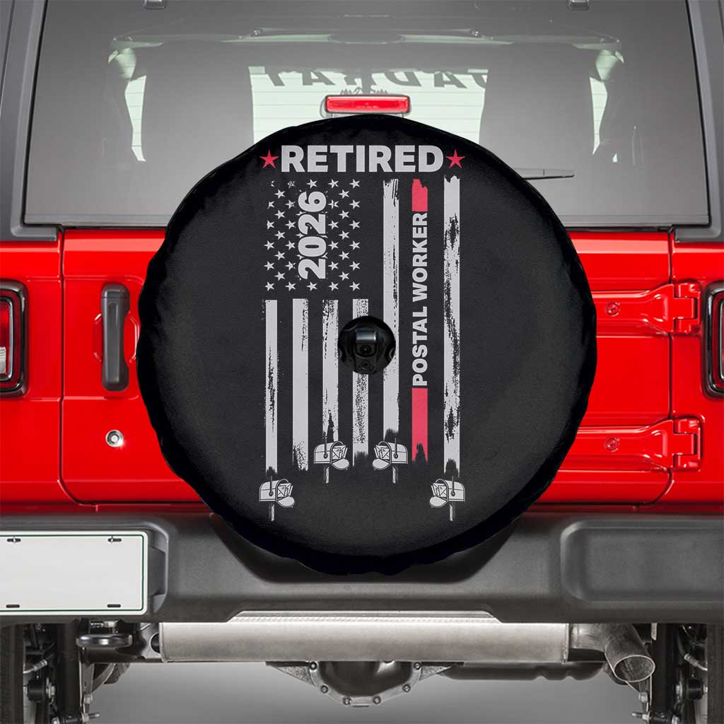 Retired Postal Worker 2026 Spare Tire Cover Retro US Flag Mailman Postman Retirement Gifts - Wonder Print Shop