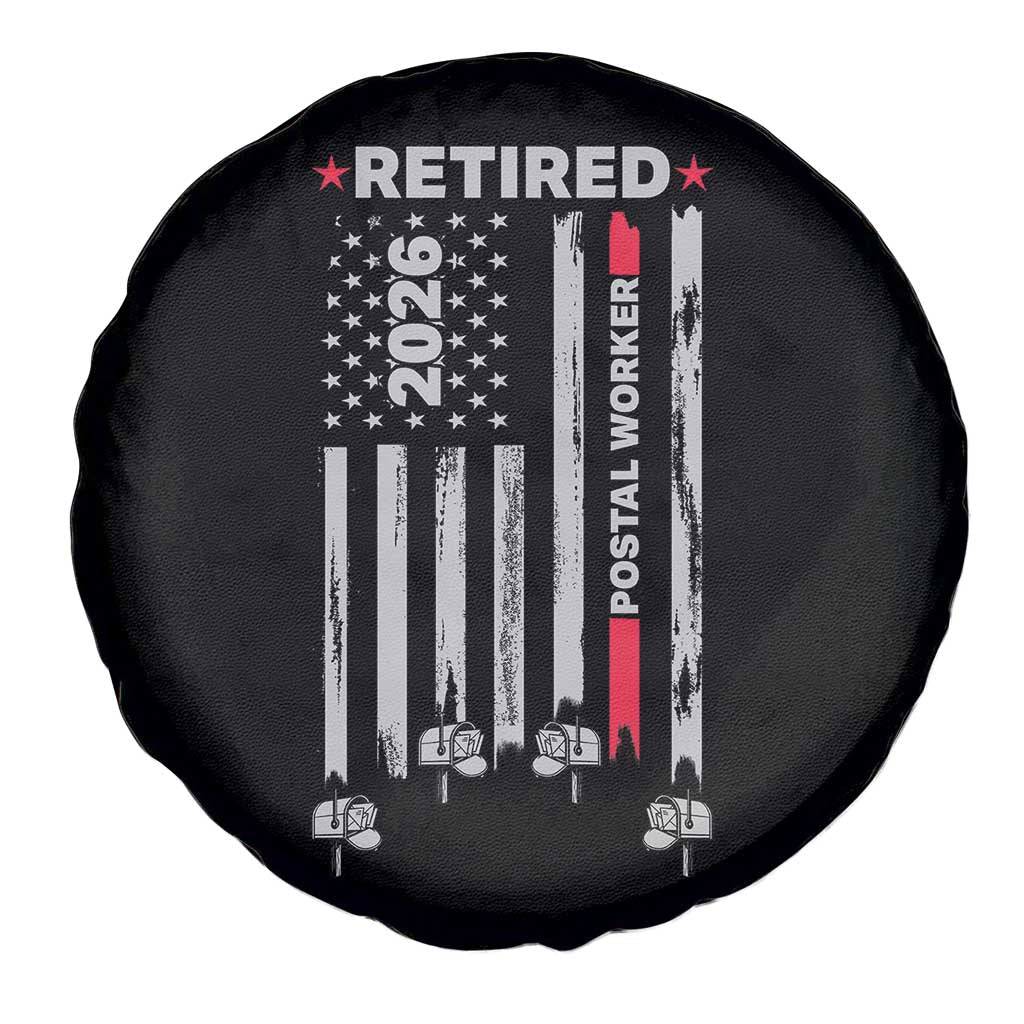 Retired Postal Worker 2026 Spare Tire Cover Retro US Flag Mailman Postman Retirement Gifts - Wonder Print Shop