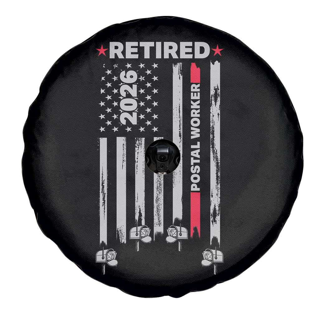 Retired Postal Worker 2026 Spare Tire Cover Retro US Flag Mailman Postman Retirement Gifts - Wonder Print Shop
