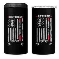 Retired Postal Worker 2026 4 in 1 Can Cooler Tumbler Retro US Flag Mailman Postman Retirement Gifts - Wonder Print Shop
