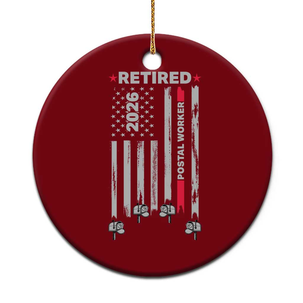 Retired Postal Worker 2026 Ceramic Ornament Retro US Flag Mailman Postman Retirement Gifts - Wonder Print Shop
