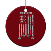 Retired Postal Worker 2026 Ceramic Ornament Retro US Flag Mailman Postman Retirement Gifts - Wonder Print Shop