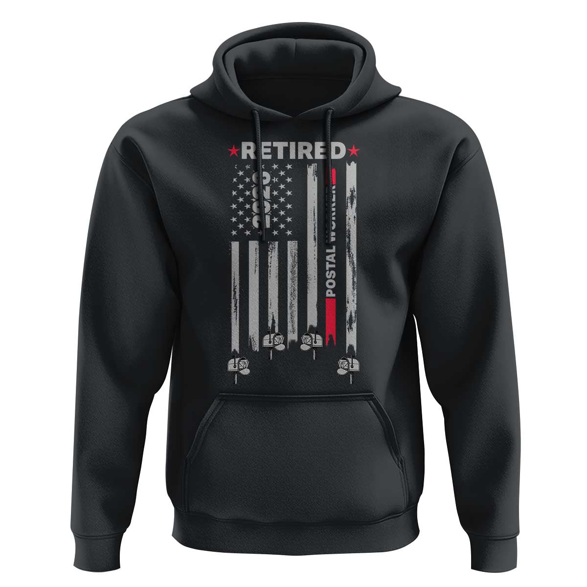 Retired Postal Worker 2026 Hoodie Retro US Flag Mailman Postman Retirement Gifts - Wonder Print Shop