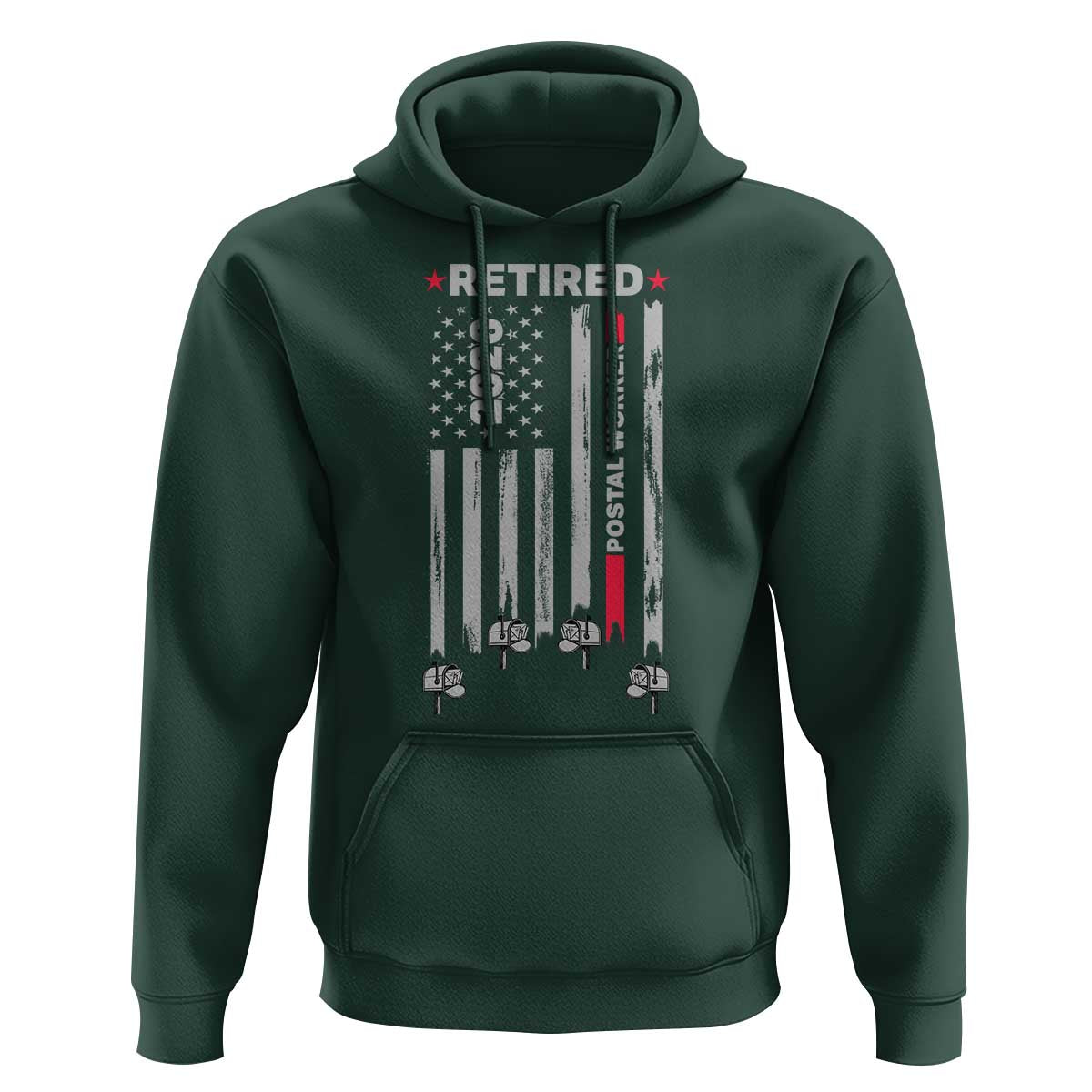 Retired Postal Worker 2026 Hoodie Retro US Flag Mailman Postman Retirement Gifts - Wonder Print Shop