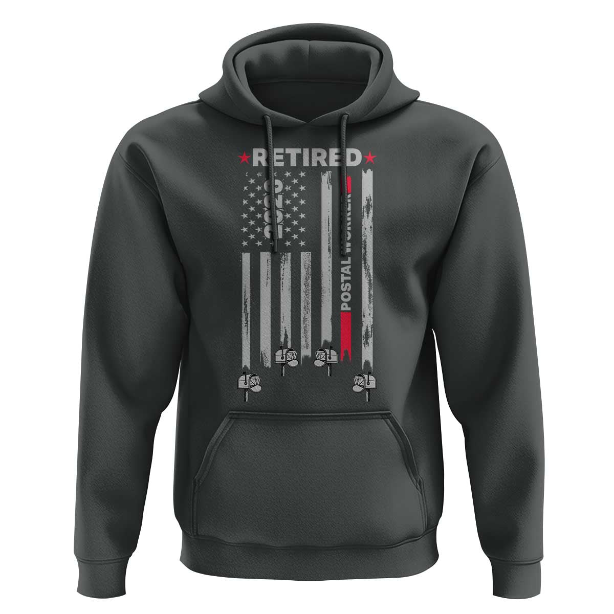 Retired Postal Worker 2026 Hoodie Retro US Flag Mailman Postman Retirement Gifts - Wonder Print Shop
