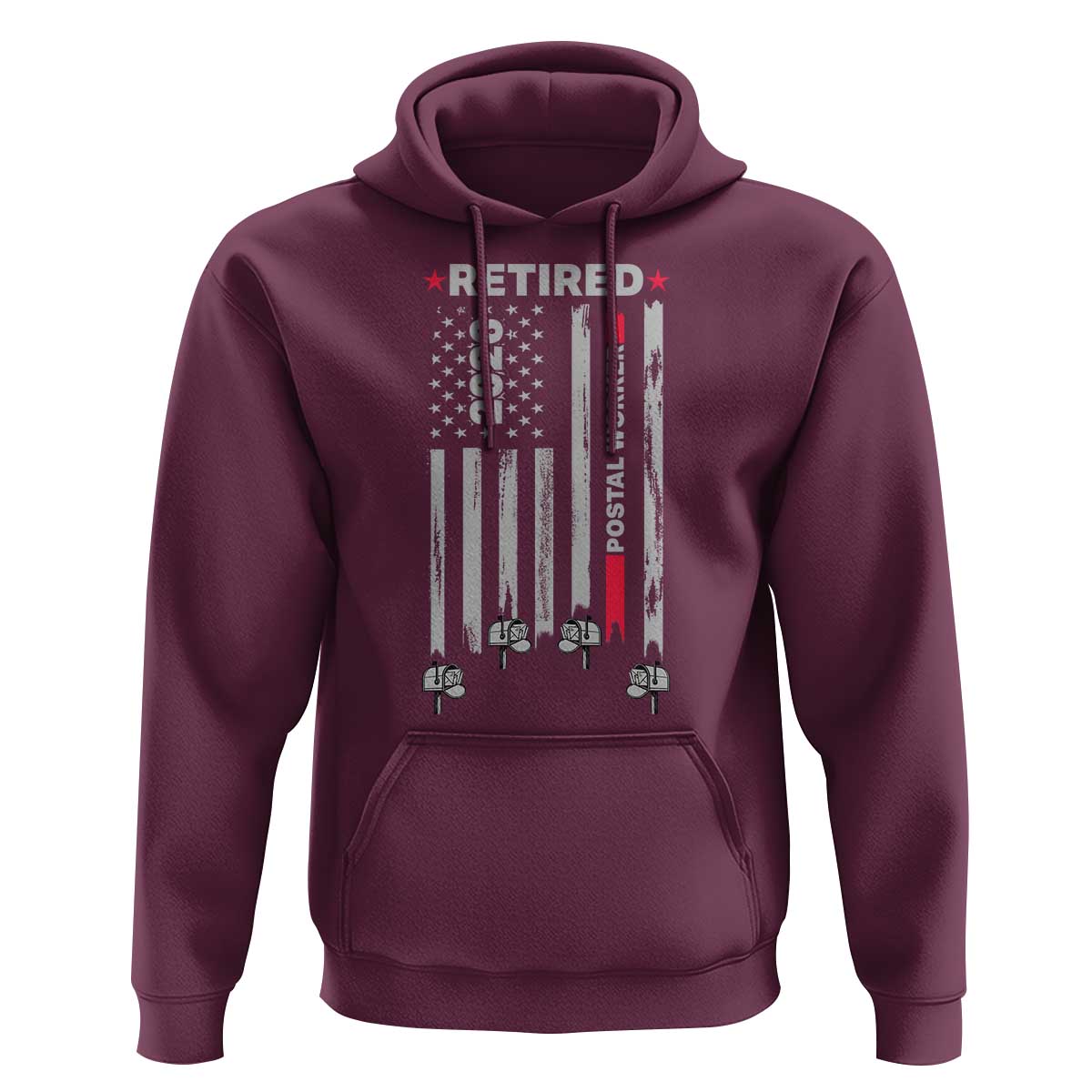 Retired Postal Worker 2026 Hoodie Retro US Flag Mailman Postman Retirement Gifts - Wonder Print Shop
