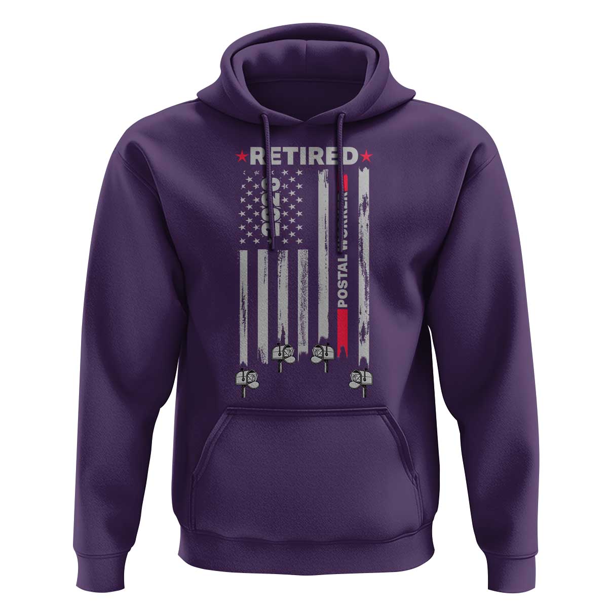 Retired Postal Worker 2026 Hoodie Retro US Flag Mailman Postman Retirement Gifts - Wonder Print Shop